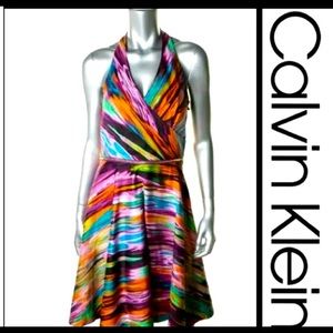 Beautiful Calvin Klein Fit & Flare Halter Dress